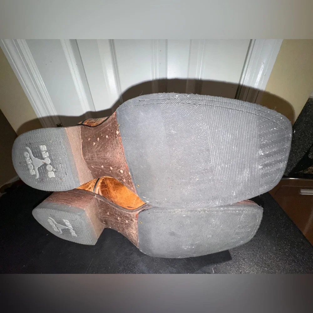 Soto Tan Leather Cowboy Boots 10.5